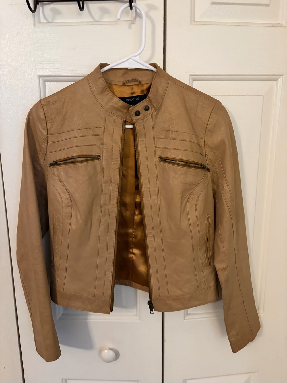 Ardene Tan Faux Leather Moto Jacket